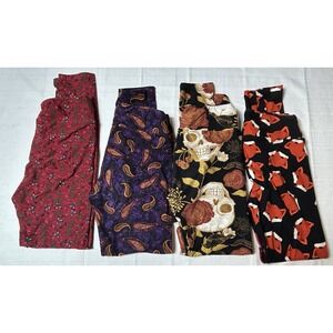Lot Of 4-‎ Lularoe Legging Sz One Size Holiday Prints